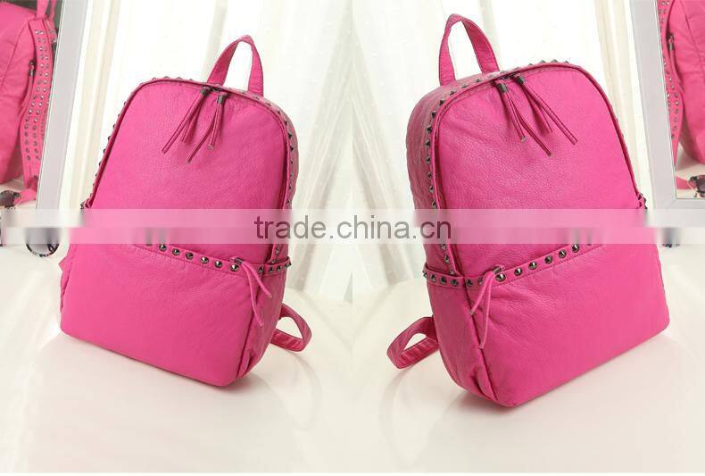 2016 Most popular wicker zipper waterproof backpack and Rivets shoulder bag