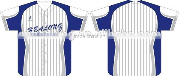 Custom Made Blue White Stripe Baseball Uniforms With Sublimation Printing