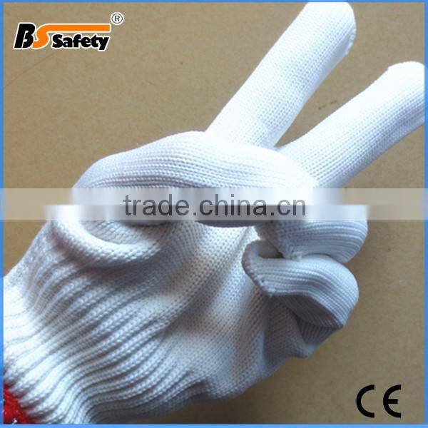 BSSAFETY 70g white nylon knitting gloves