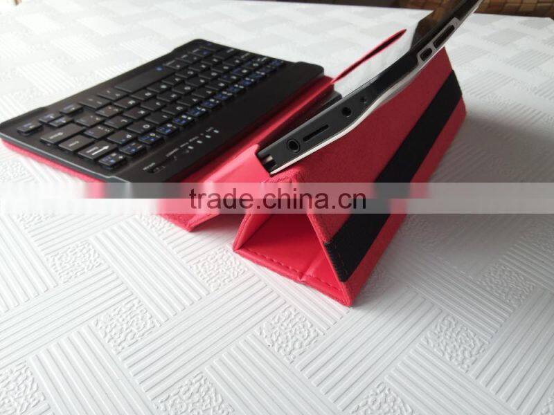 Hot sale Red buletooth keyboard case, stand flip cover tablet leather case