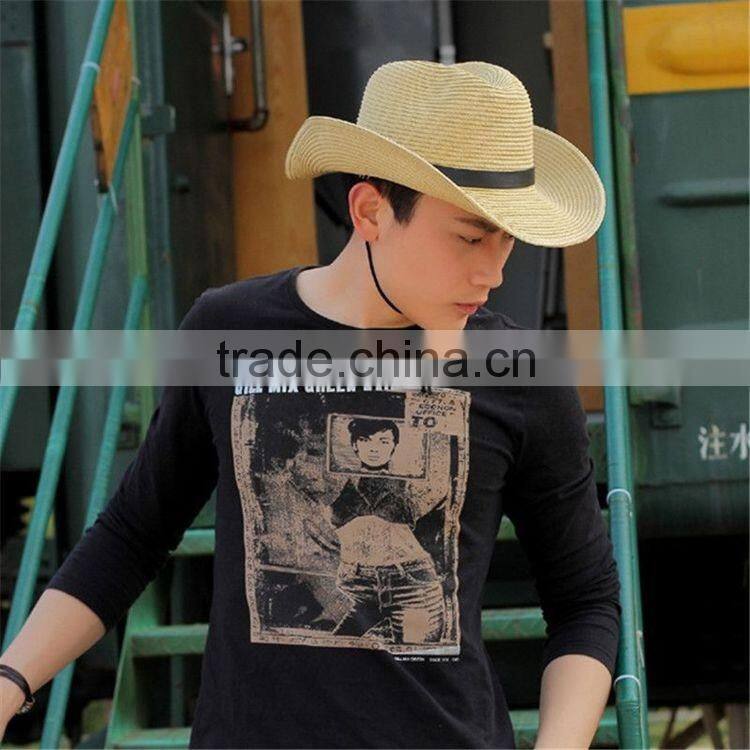 >>>>Men Summer Outdoor Beach Fishing Sun Cap Straw Collapsible Wide Brim Cowboy Hat