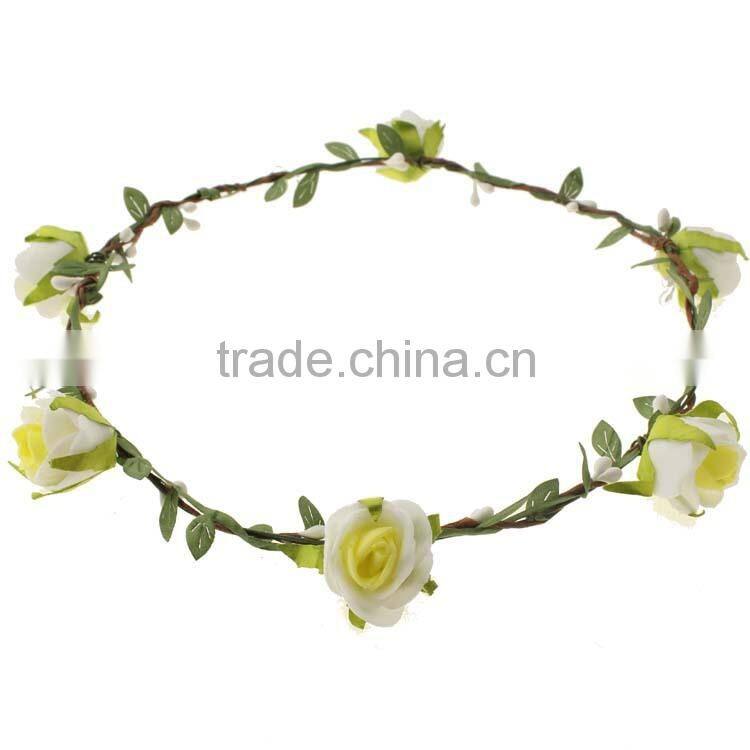 Yiwu factory manufacturer floral hairband ,6 flowers tiara/crown headband for woman