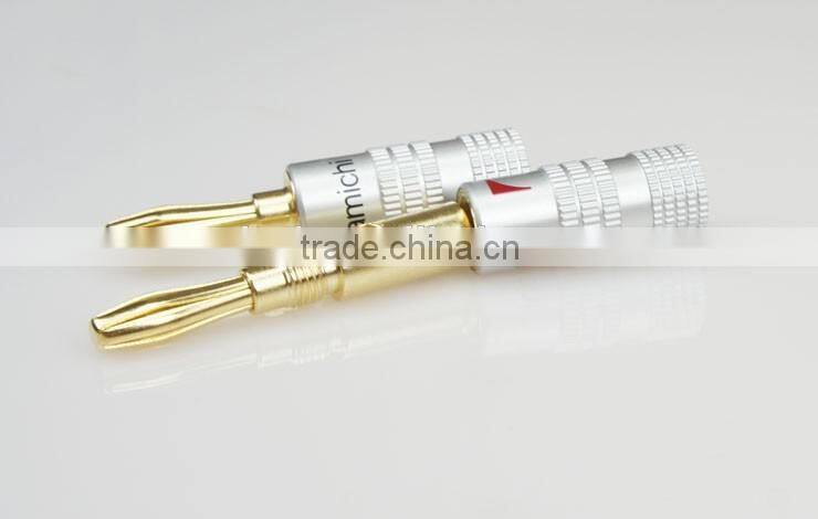 4mm For Nakamichi Speaker Banana Plugs 24K Gold plated Adapter Connector Socket Audio Jack Screw Black Red