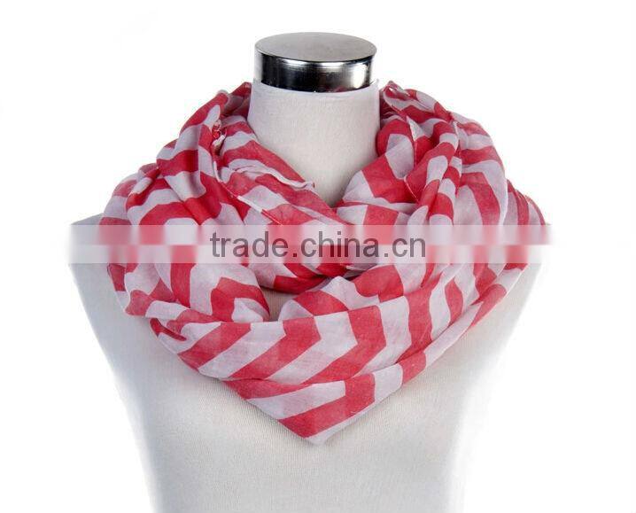 15 colors New Women Infinity Chevron Block Circle Double Loop Wrap Voile Scarf Wholesale