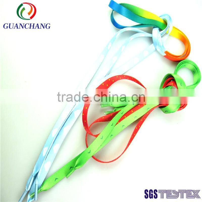 Colourful rainbow custom polyester sublimation shoelaces