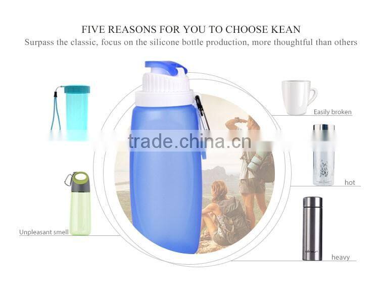 100% bpa free reusable drink containers Collasipble silicone kids water bottles