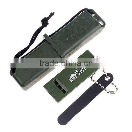 Green Outdoor Survival Dagger Flint Stone Fire Maker With Whistle