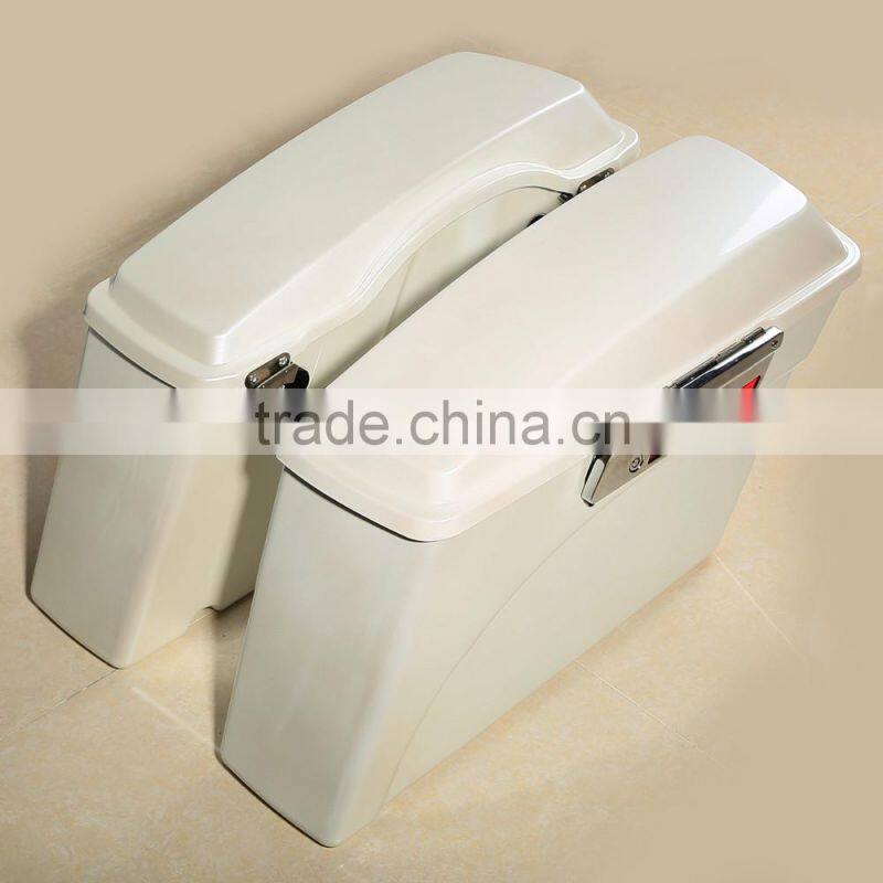 White Hard Saddlebag Trunk w/ Lid Latch For Road King Glide Softail DYNA