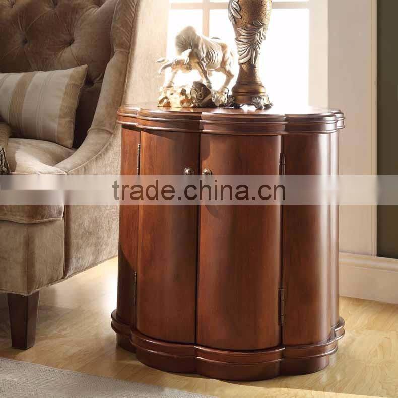 American solid wood home furniture living room wooden hand carved marble top end table side cabinet