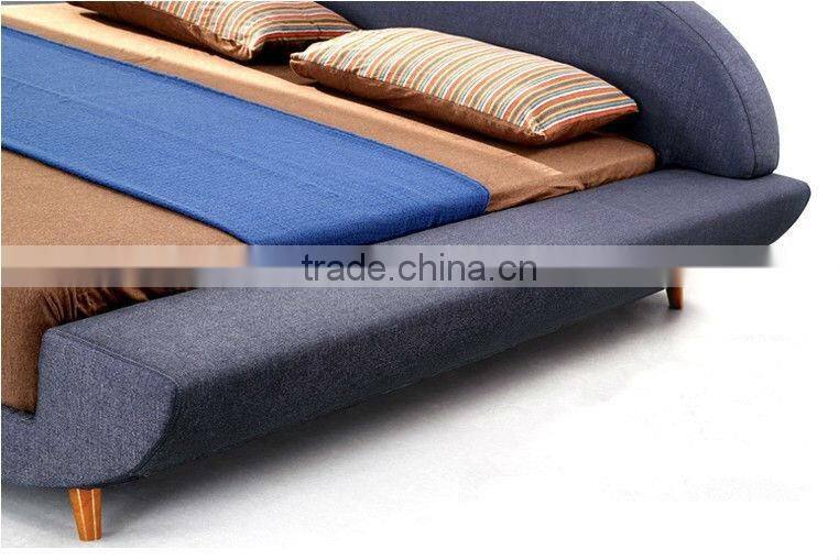 Exquisite Linen Fabric Sofa Bed,Asian Simple Fashion Style Double Bed Solid Wood Feet,Morden Bedroom Sets Furniture