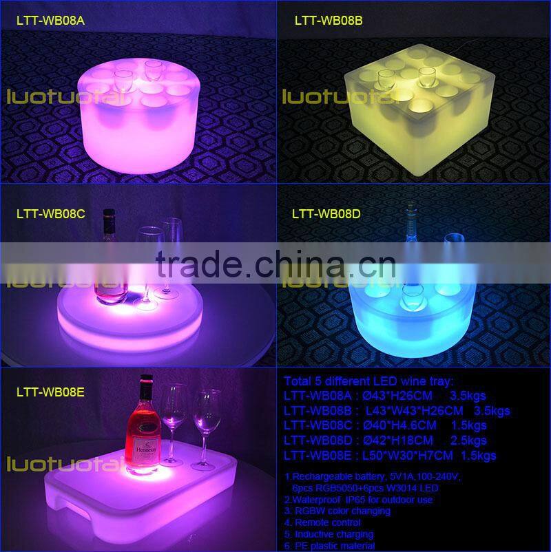 2015 New design Wine Glass Holder Tray Bar Serving Tray Led Bar Tray LTT-WB08D