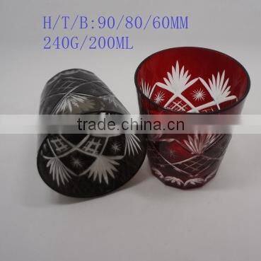 200ml blue colored series hand cut hotel banquet wine glass