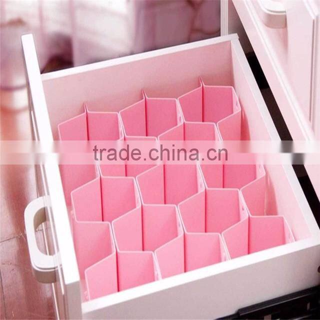 cy272 Cute Pink Plastic Honeycomb Shape Cellular Sorting Grid Drawer Clothing Organizer Storage Box Container for Clothes