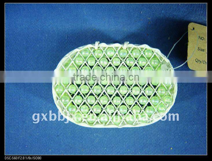 Green pearl and creamywhite iron frame storage home decorative box with lid