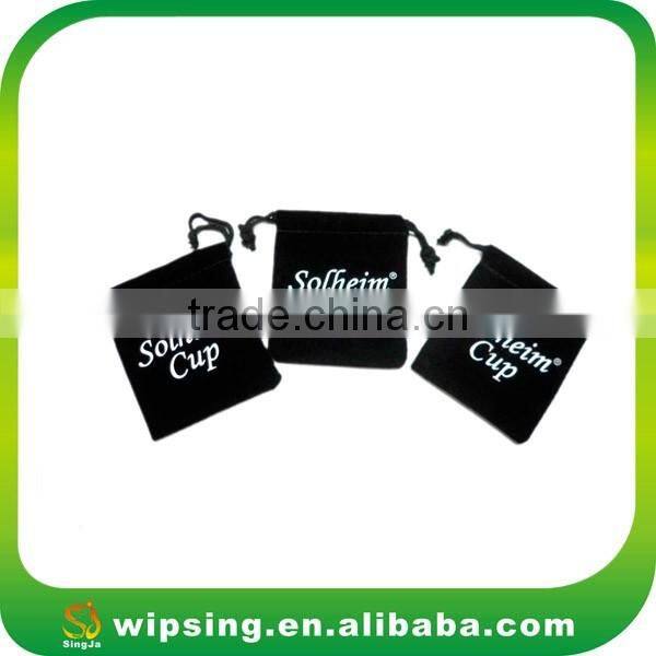 Wholesale customized grey velvet pouches with drawstring