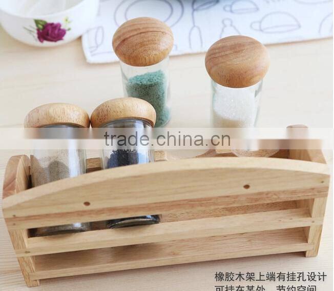 bamboo spice rack set with glass jar, bamboo spice rack with glass jar, wooden spice rack