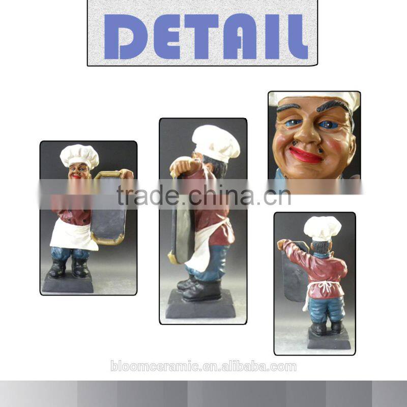 2014 Hot selling resin chef with restaurant display board