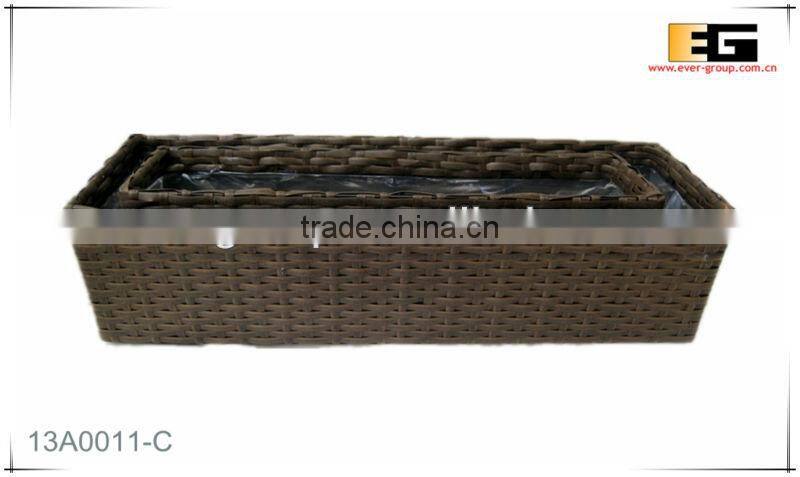 Rect. shape PE rattan with liner plastic pot