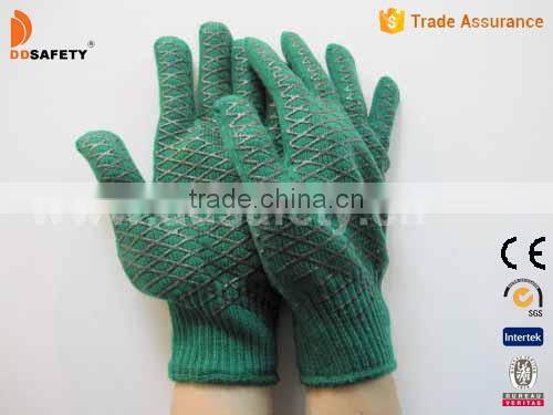 DDSAFETY 2017 Heavy Weight Green String Knit Black PVC Comb Pattern Both Sides