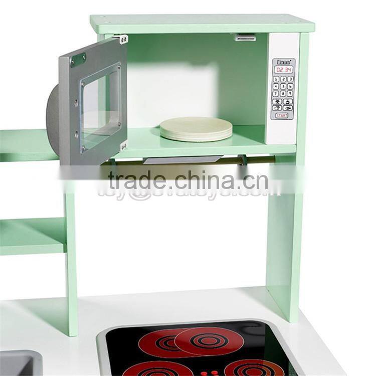 New design luxurious white wooden boys play kitchen for kids W10C279