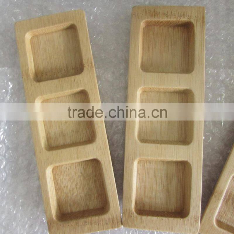 Fashion bamboo relish dish/3holes bamboo tray dish