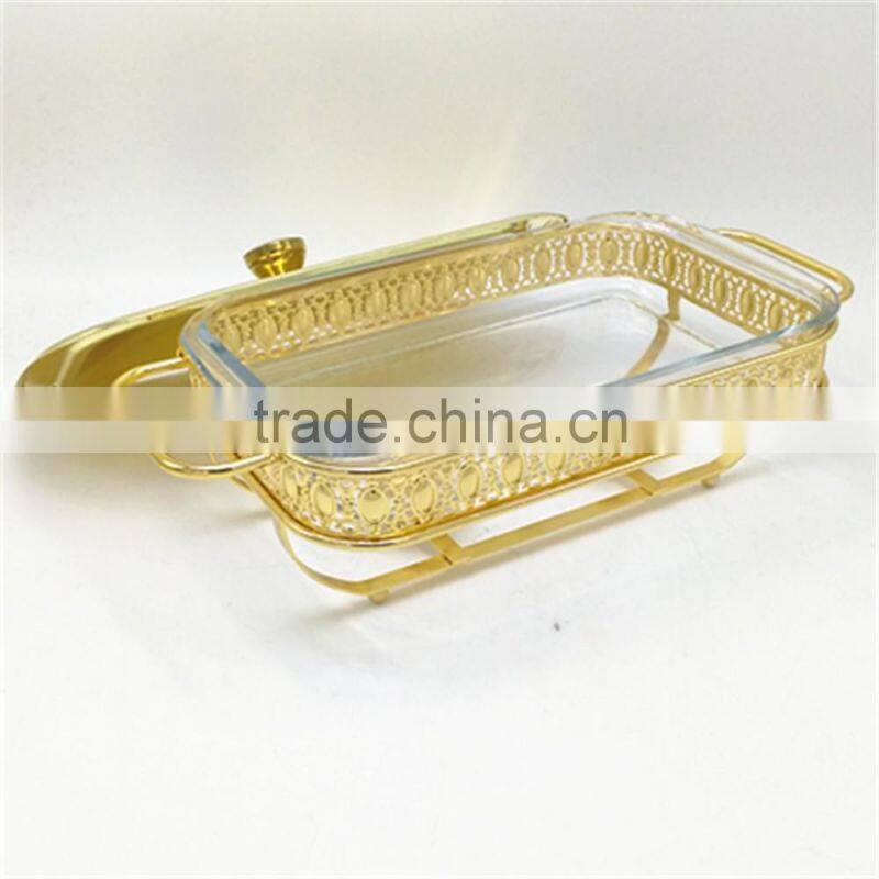 Best selling hotel buffet chafing dish food warmer with glass dish