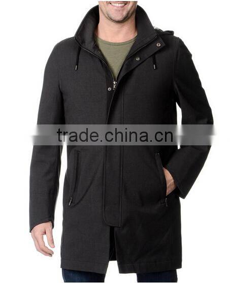 Men's Grey Hooded Raincoat With Removable Jacket