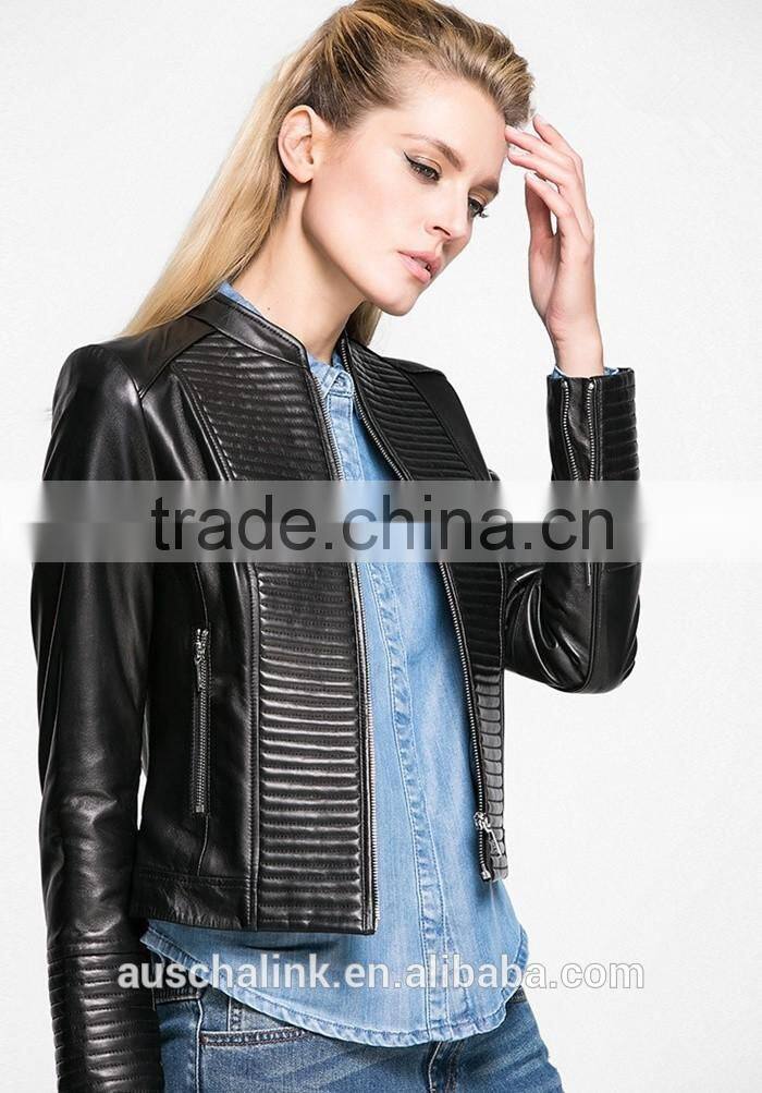 autumn custom short style washed sheep leather jacket fashion design