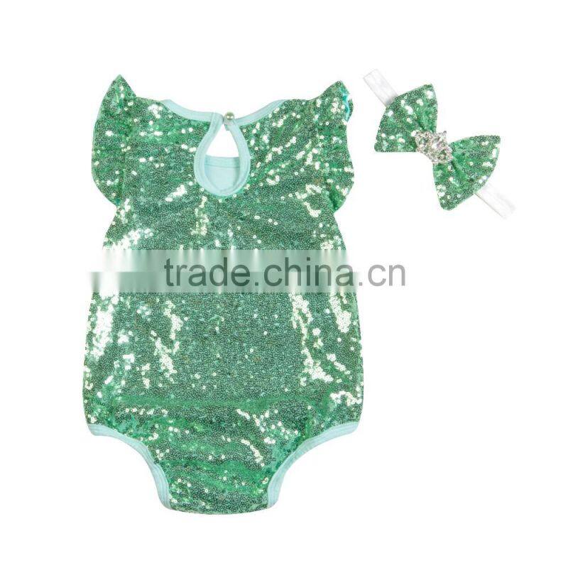 Hot sale new style romper baby girl's full sequin romper, pretty baby one pc clothing