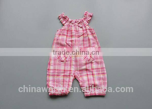 2015 High Quality New Design Clothes Child Checked Baby Romper