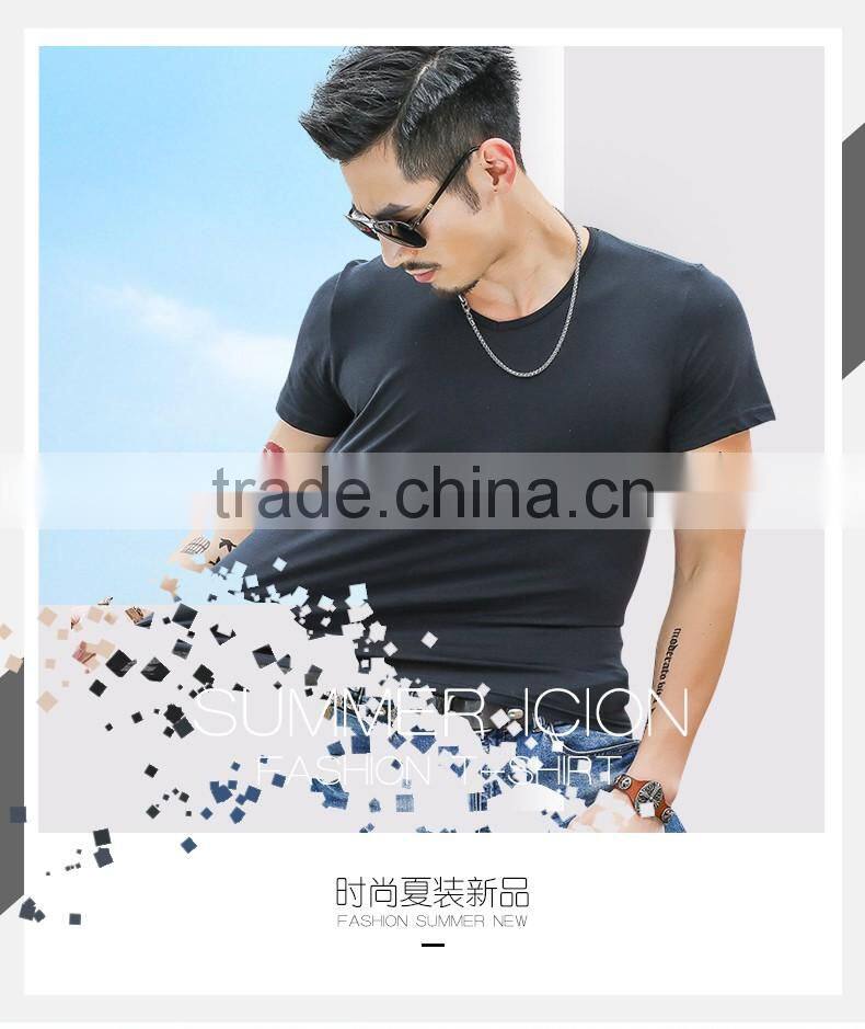 Fashion Best Selling Wholesale Cotton Custom Casual Men T Shirt V Neck