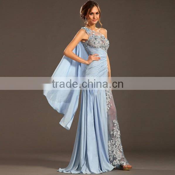 chiffon one shoulder long evening sexy transparent party dress