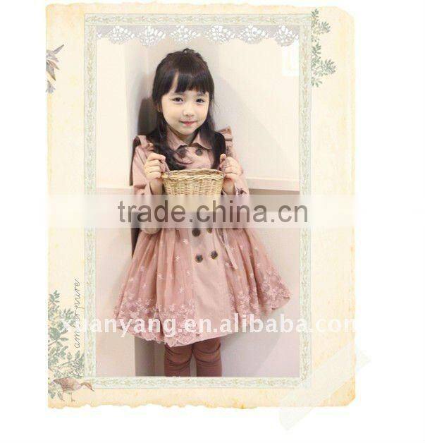 fashion child new year coat whit lace;kids winter clothes