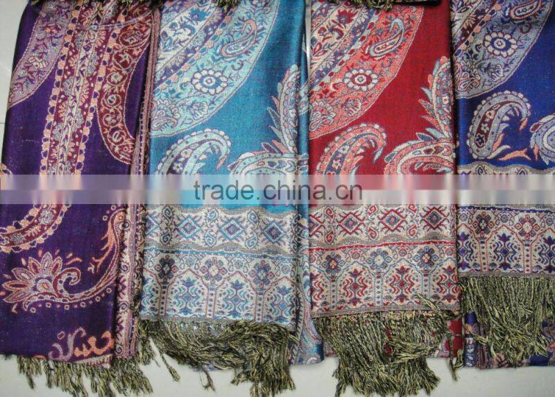 Fashion Australian lady classic jacquard paisley floral large pashmina viscose shawl
