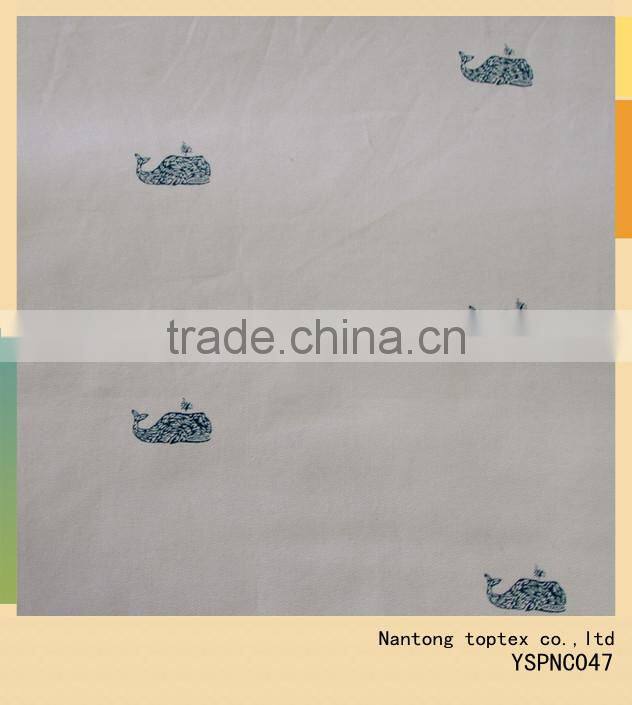 small whales printed yarn dyed oxford shirting fabric