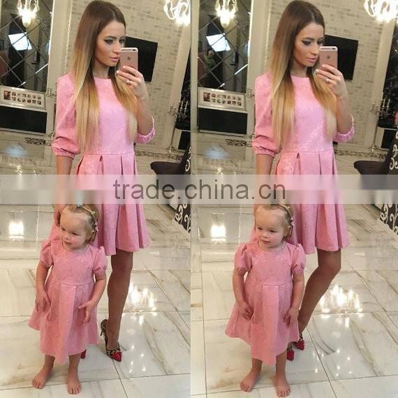 Pastel Pink/ Blue Family Outfits Mother And Daughter Dress Child Dress