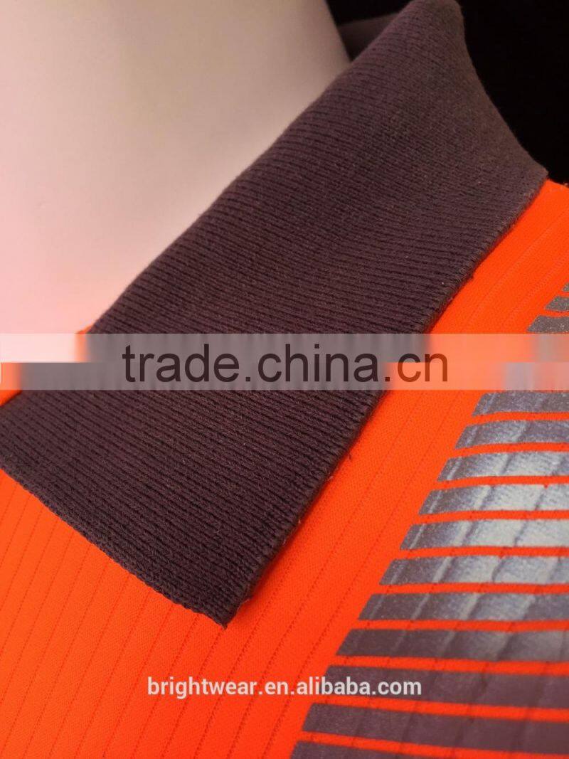 Mens short sleeve fluorescent interlock bulk poly/cotton high visibility polo shirt