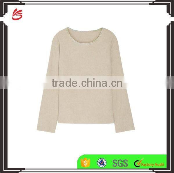 Crew Neck Oversized Sweater Designs for Women with Embroidery Detail on the Neck