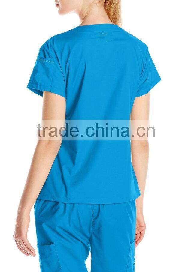 women's V-neck scrub top with closure hospital uniform