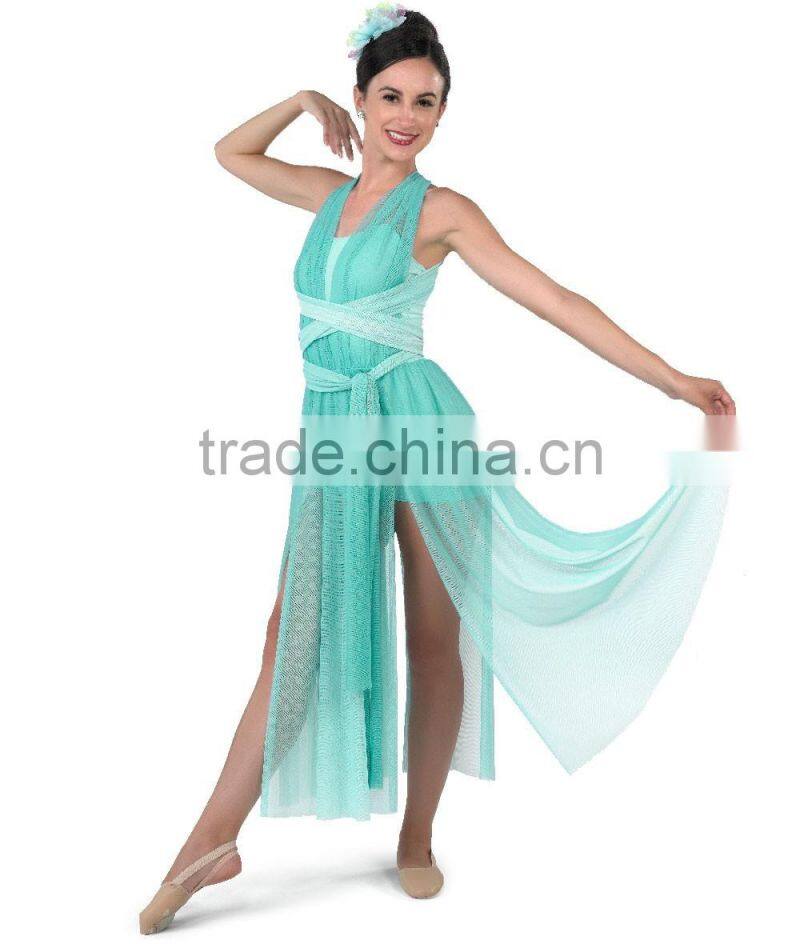 2016 - water blue dress with shorts teen lyrical lady's lycrial fairy long skirts ballet
