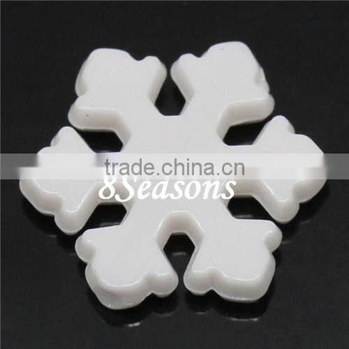 White Christmas Snowflake Acrylic Charm Beads 12mm x 13mm