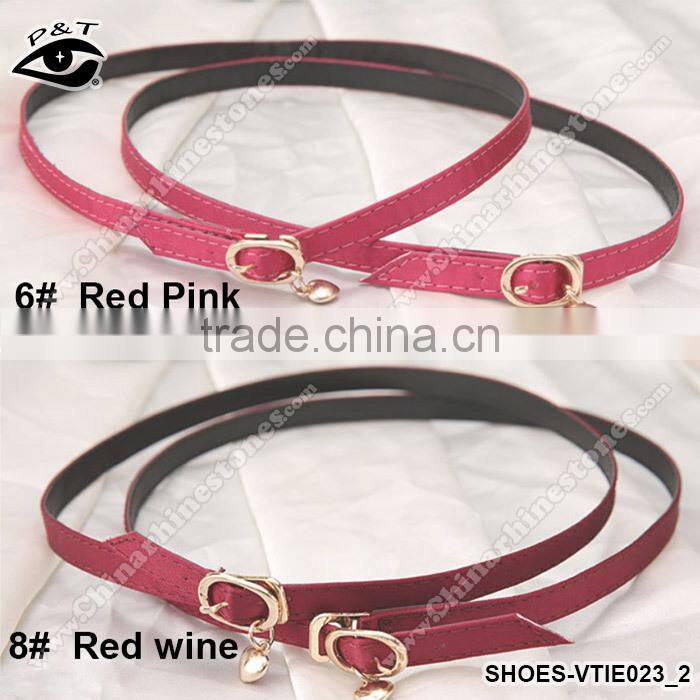 9 Colors PU leather Shoelace Solid leather shoe straps for high heels