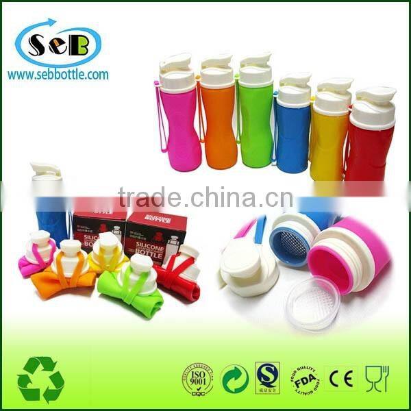 BPA Free eco-friendly outdoor silicone plastic camping water bottle collapsible sport water bottle