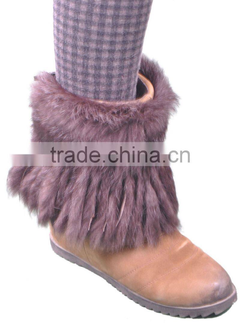 YR761 fashion natural brown rabbit fur leg warmer
