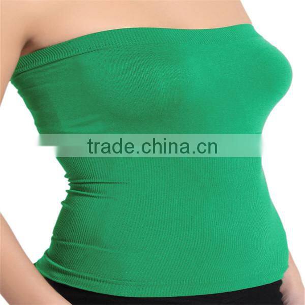 BASIC Layering Stretch PLAIN Strapless TUBE TOP Seamless Sleeveless Tee-9
