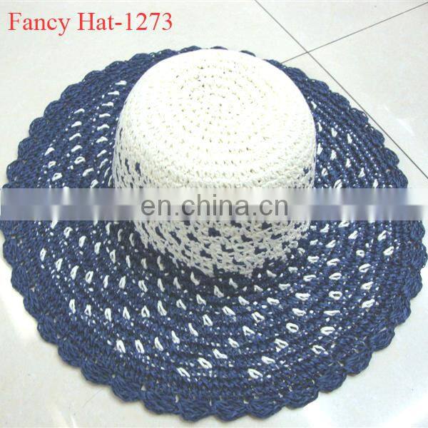 Custom Newest Lady Paper straw hat blue more style wholesale