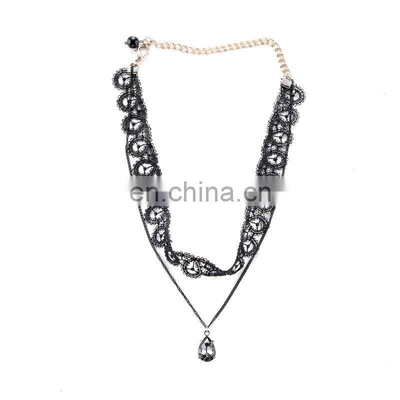 Fashion chocker necklaces Lace choker necklace with chain