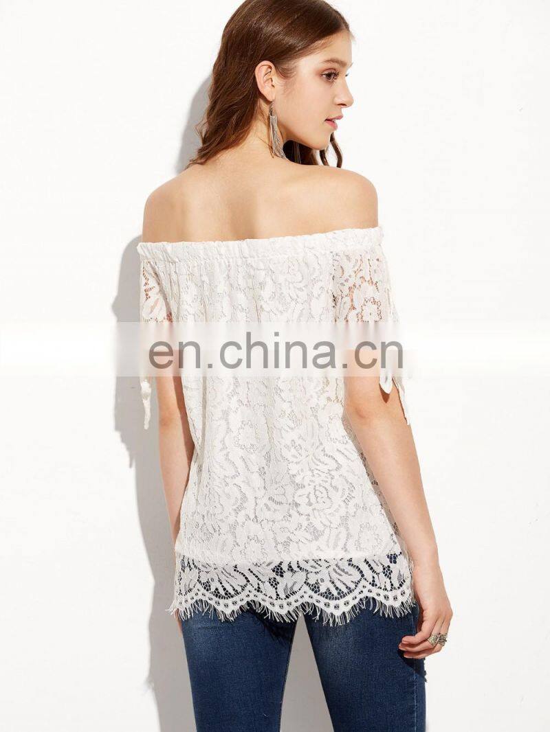 2017 summer lace flower shirt one shoulder shirt cute short slevee shirt for ladies