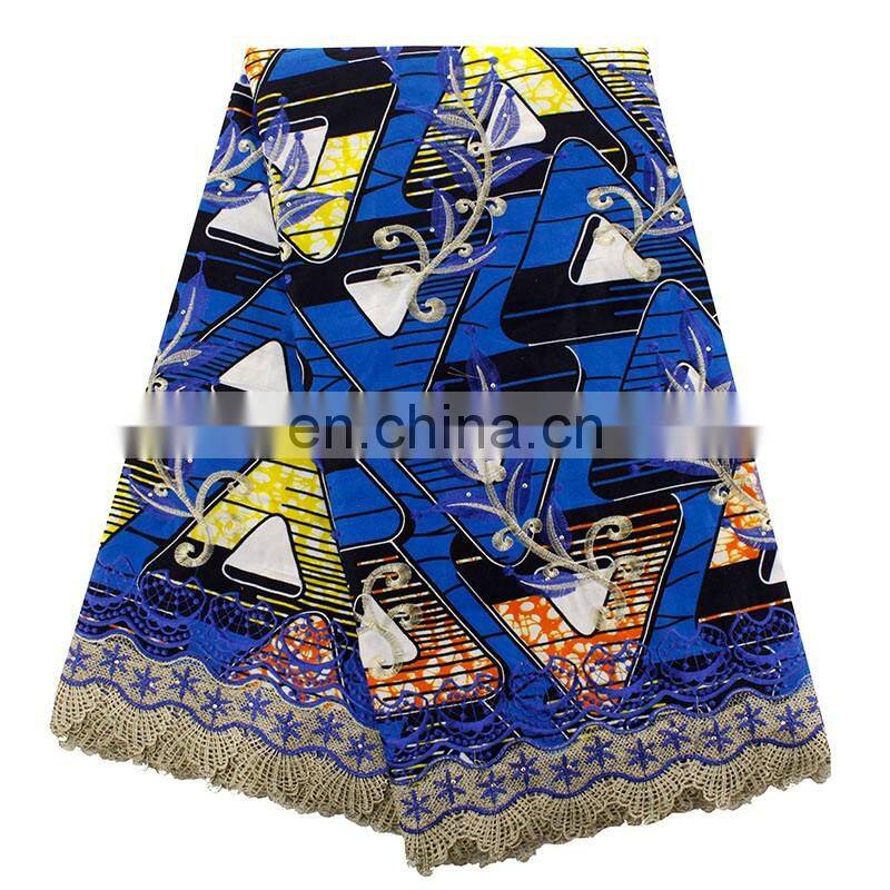 Nigeria new fashionable fabric print wax mix guipure lace fabric