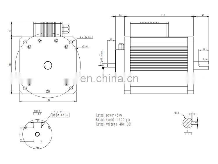 E-4 48V 3000W 1500RPM customized flange shaft dc brushless motor